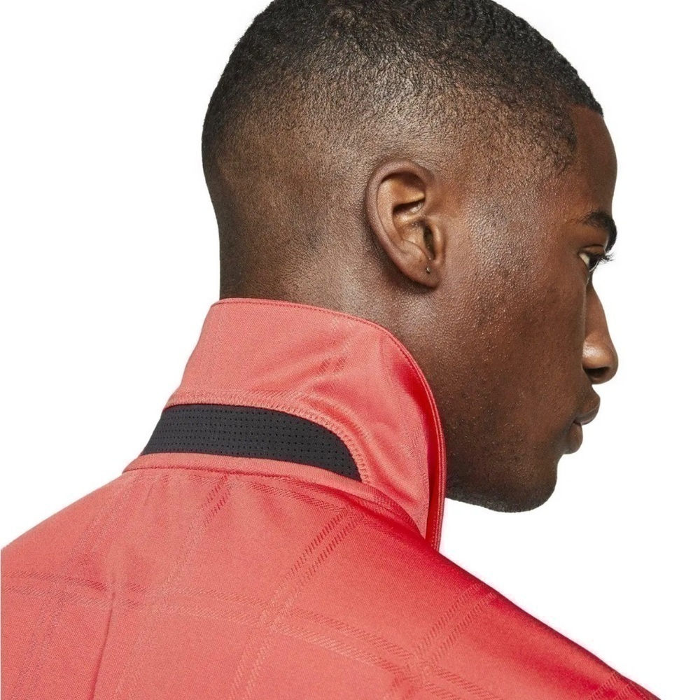 NIKE Golf Dri-Fit DA2969-631 Vapor Texture Plaid Red Orange Polo Shirt Men's - Picture 5 of 7